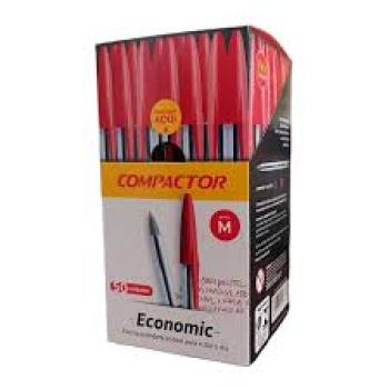 Caixa de Caneta 1.0 Compactor Economica Vermelha com 50 Unidades