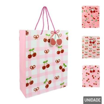 Sacola de Papel 32x26cm Cerejas Sortidas