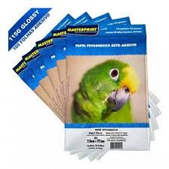 Papel Fotográfico InkJet A4 Glossy Adesivo 115g Pct com 20 fls  Masterprint