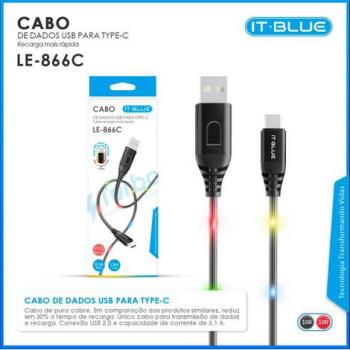 Cabo De Dados Para Tipo C 1.2metro/Luiz De Led/Ativada Por Som it-Blue LE866C