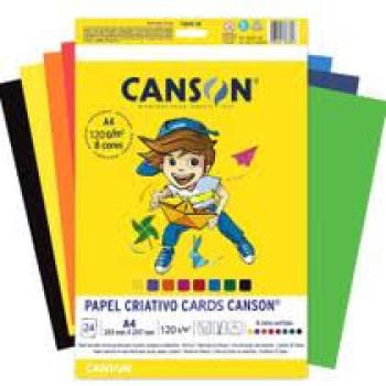Bloco Canson Escolar Cards 08 Cores 120g A3 32 Fls