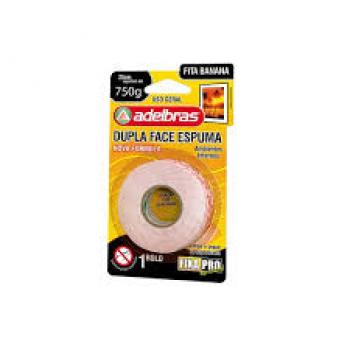 Fita Banana Dupla Face Espuma Fixa Pro - 12mm X 2m Até 750g Fita Banana Aldebras