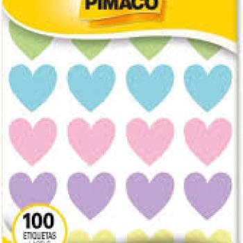 Etiqueta Pimaco Pastel Coração 18,79 mmcom 100 Etiquetas