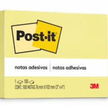 Recado Adesivo post-It 76x102 com 100 fls Amarelas - 3M
