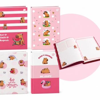 Caderno Colegial Costurado Decorado Capycuties 160 Folhas - Animativa - Valor por Unidade