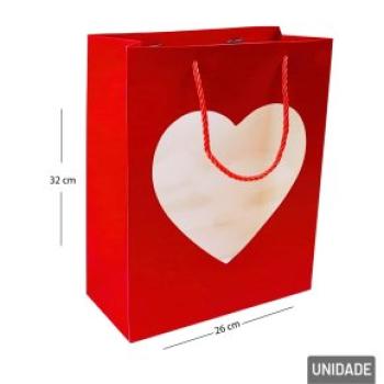 Sacola de Papel 32x26x12cm Coração Color - Importado