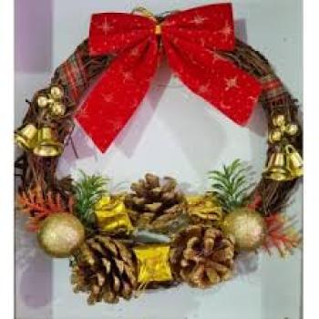 Guirlanda 23cm Sisal com Pinha Laço Bola