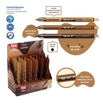 Caneta Esferográfica Holic Coffee 1.0 - Tris Valor por Unidade