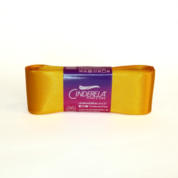 Fita de Cetim Tecida 10mx 38mm Amarelo Ouro- Cinderela