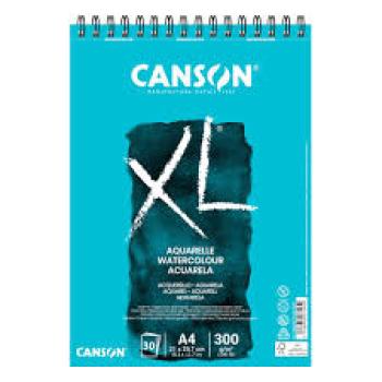 Canson XL Aquarelle, Caderno Papel para Aquarela com Espiral 300g/m², A4: 21 x 29,7 cm, 30 Folhas