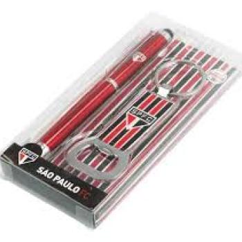 Kit São Paulo Chaveiro Metal Abridor de Garrafa + Caneta