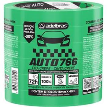 Fita Crepe 766 Automotiva 18 mm x 40 m Verde - Adelbras - Valor por Unidade