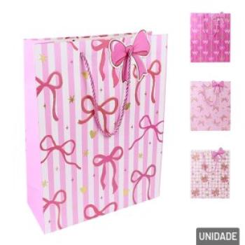 Sacola de Papel 32x26x10cm - Laços Sortidos - Importado