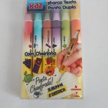Pincel Marca Texto 6/12 Cores com Aroma ( Ponta Dupla ) - Kaz