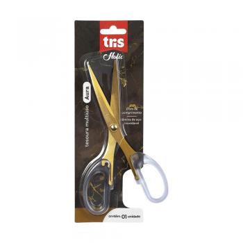 Tesoura Multiuso Aura Holic Mineral – 17cm – Dourada – Cartela C/1 un- Tris