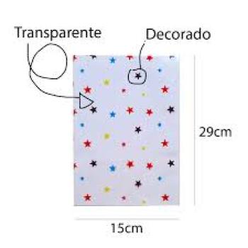 Saco para Presente Incolor Decorado 25X36 Kaz