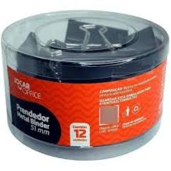 Prendedor de Papel Jocar Binder 51mm com 12 Unidades