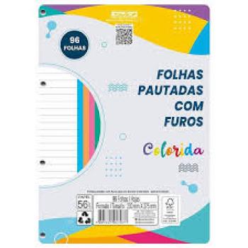 Bloco 4 Furos Universitario 96 fls Colorido 200x275mm - Kaz