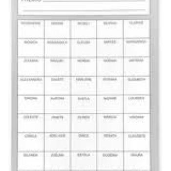 Cartela de Rifa Com  50 Nomes-Tamoio