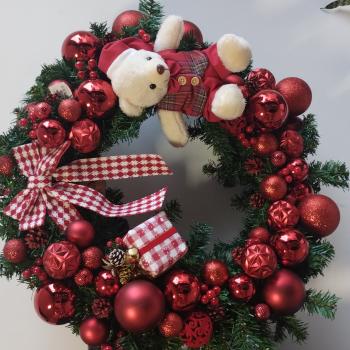 Guirlanda Enfeite de Natal Festão Verde e Bolas Medida de 60cm - Casinha da Ná