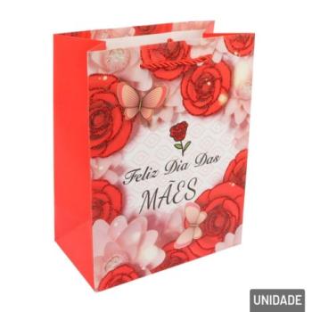 Sacola de Papel 23x18 Feliz Dia das Mães -