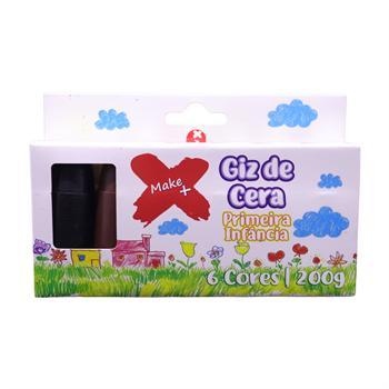 Giz de Cera Primeira Infância 6 Cores - Redondo 200g - Make+