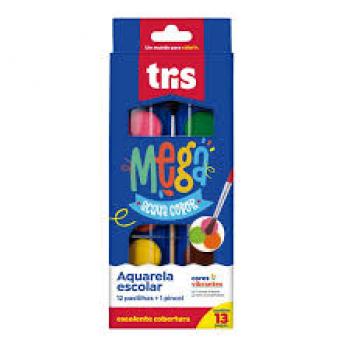 Aquarela escolar Tris Mega Acqua Color 12 Cores - Summit