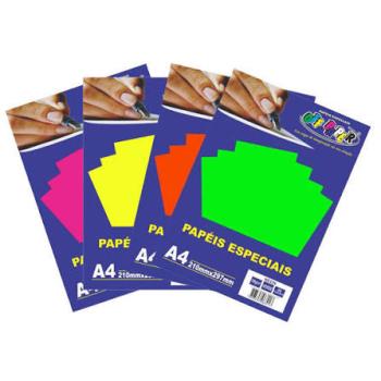 Papel Neon 180g/m2 A4 210x297mm Amarelo. Off Paper