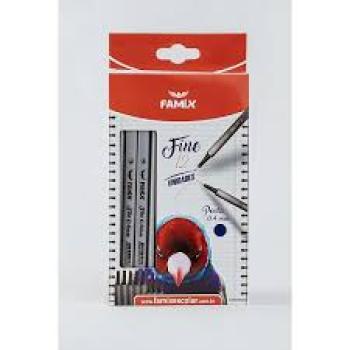 Caneta com Ponta Porosa Fine 0,4mm Azul  - Famix - Avulso