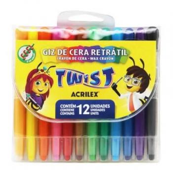 Giz de Cera Twist Retratil 12 Cores - Acrilex*