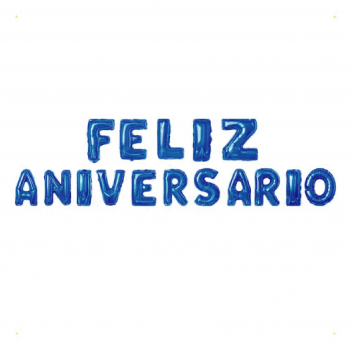 Balão Metalizado Feliz Aniversário Make+ Conj. De 16 Balões Cor Azul