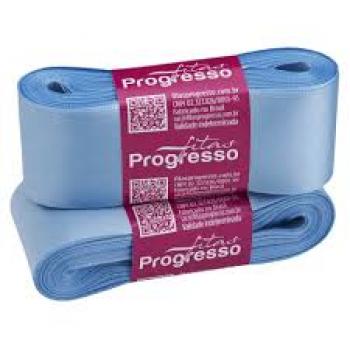 Fita de Cetim 38MM 10M Azul Celeste Cor 246 - Progresso - Valor por Unidade