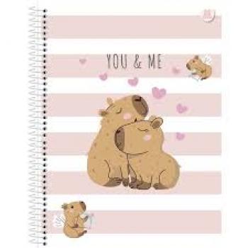 Caderno Espiral Capa Dura Universitário 10m Capycuties 160 Folhas Animativa