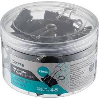 Prendedor de Papel Bazze Binder 25MM Preto com 48 Unidades