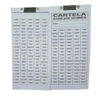 Cartela de Rifa com 200 Nomes - Cartela da Sorte