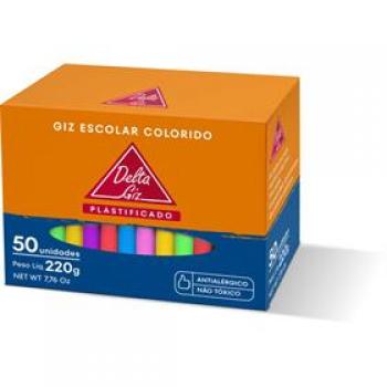 Giz Escolar Plastificado Color Caixa com 50 unidades - Delta*