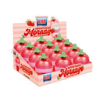 Apontador Coletor 1 Furo com Borracha Morango KZ 1949 - Avulso