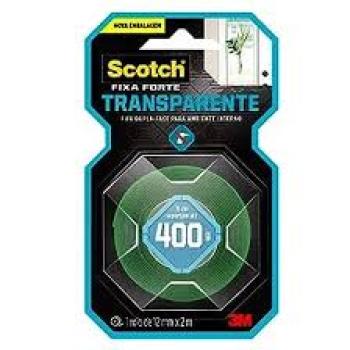 Fita Dupla Face 3M Scotch Fixa Forte Transparente - 12 mm x 2 m - Suporta 400g BT 1 UN