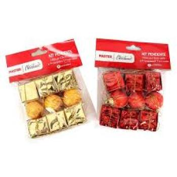 Pendente Natal Bola e Presentes com 9 Peças - Master