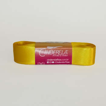 Fita de Cetim Tecida 22 mm x 10 m Amarelo Gema - Cinderela