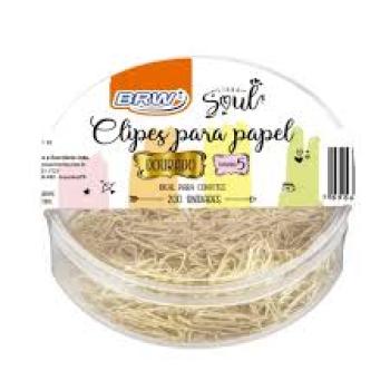 Clips de Papel Dourado Tamanho 5 - BRW