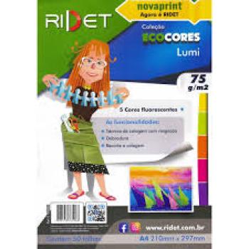 Papel Criativo Fluorecente 75g/m2 5 Contém 50 Fls Novaprint