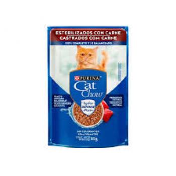 PURINA CAT CHOW SACHÊ GATOS CASTRADOS CARNE 85G