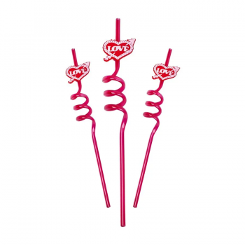 CANUDO ESPIRAL EM ACRILICO COM PINGENTE PACOTE COM 4 UNIDADES