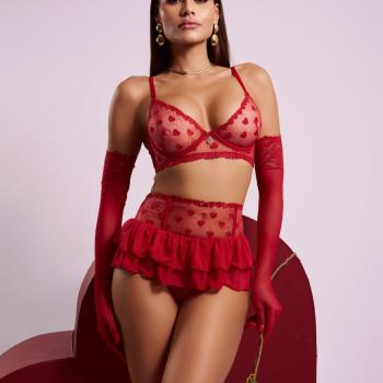 CONJUNTO TULE BORDADO C/CINTA LIGA