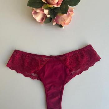CALCINHA FIO DUPLO EM MICROFIBRA COM RENDA NA LATERAL