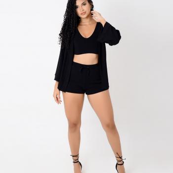 CONJUNTO LINHO SHORT E CARDIGAN