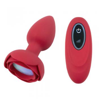 PLUG ANAL FLOR EM SILICONE COM LED,COM 10 MODOS DE VIBRAÇÃO E CONTROLE REMOTO