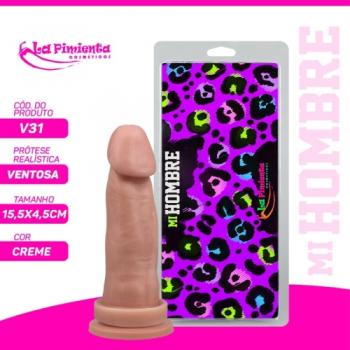 PRÓTESE REALÍSTICA C/ VENTOSA 15,5 X 4,5CM – CREME