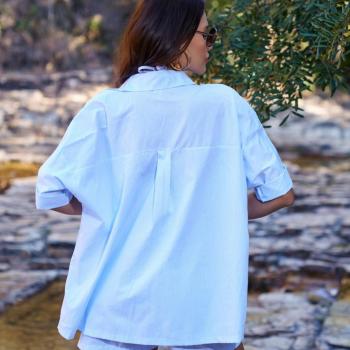 CAMISA LISTRADA EM TRICOLINE SUMMER AZUL
